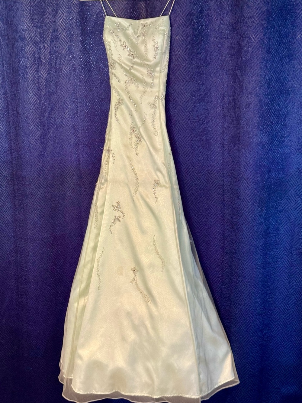 Y2K Mint Green Beaded Satin Prom Dress | Corset Back | Size 2-6 | Worn Once